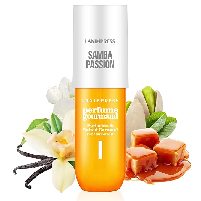 LANIMPRESS 3 FL OZ Hair and Body Fragrance Mist, Eau De Parfum for Women,Irresistible Sunshine Perfume No.1, Gourmand Floral Scent– With Notes of Pistachio, Caramel Vanilla,Travel Size Body Spray