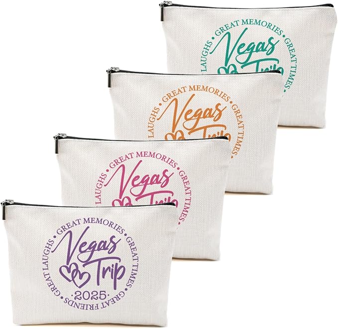 4 Pcs Girls Trip Favors - Bestie Gifts Weekend Bag Toiletry Bag with Liner, Vacation Cosmetic Bag for Women