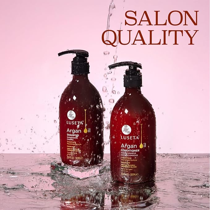 Luseta Argan Oil Shampoo & Conditioner Set for Dry Damaged Hair, 2 * 16.9oz