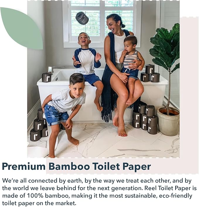 Reel Premium 3-Ply Bamboo Toilet Paper - 48 Rolls, 300 Sheets per Roll