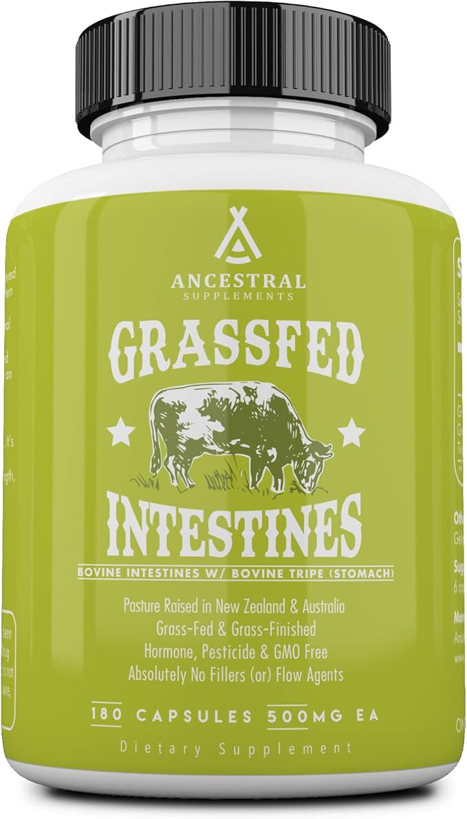 Ancestral Supplements Beef Intestines Capsules, Digestion Support, 180 ct