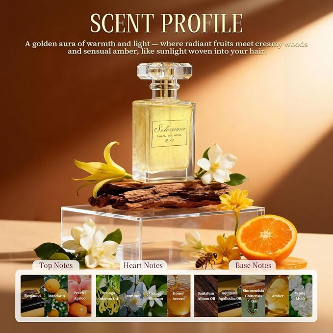 NP NATURES PHILOSOPHY Hair Perfume, Leave-in Hair Serum & Shine Hair Spray for Women, Anti-Frizz, Long Lasting Fragrance, Lightweight Conditioner & Glossier Hair Perfume oils - 50ml（Solarienne）