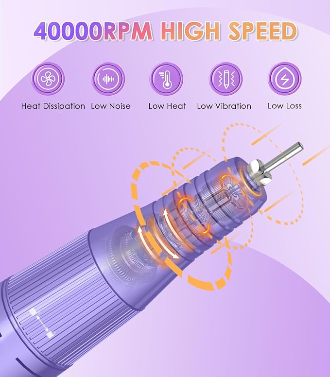 Portable Electric Nail Drill Machine: Professional File Machine 40000RPM