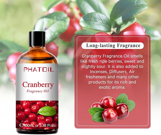 PHATOIL Cranberry Fragrance Oil for Diffuser Aromatherapy 3.38FL.OZ