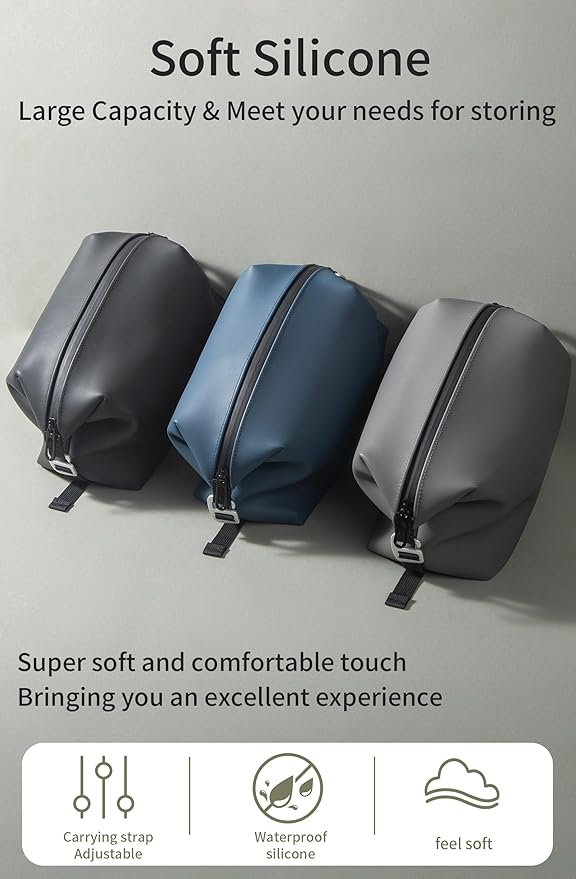 Onbagway 6"x9.84" 4.5L Silicone Toiletry Bag, Navy Blue