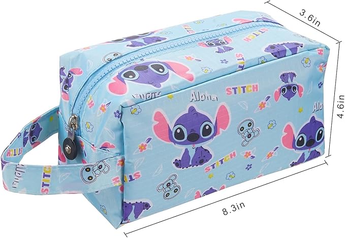 JWDWYX Stich Cartoon Large Capacity Travel Cosmetic Bag, Toiletry Makeup Organizer Pouch with Zipper, Birthday Gifts for Women Girls Friends