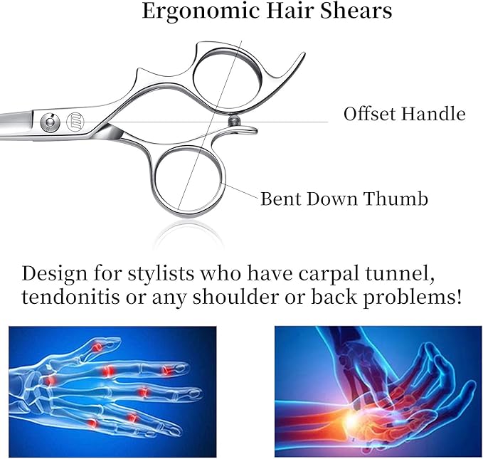 Moontay 5.5" Hair Cutting Shears Set with Large Finger Holes, Professional Barber Stylist Thinning Shears, Salon Hair Cutting Scissors, 440C Japanese Stainless Steel, Silver