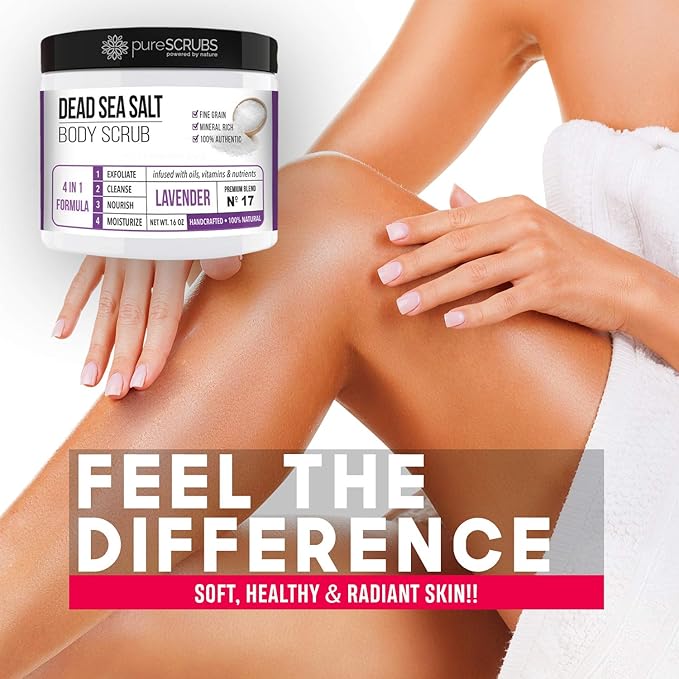 pureSCRUBS Premium Lavender Body Scrub Set, Exfoliating Dead Sea Salt Scrub
