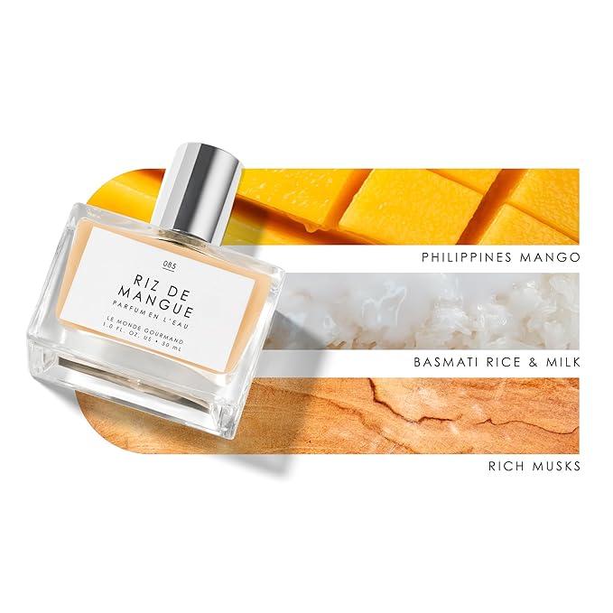 Le Monde Gourmand Riz de Mangue Eau de Parfum Spray Perfume for Women, Mango, Rice Milk & Creamy Sandalwood Scent, Vegan & Cruelty Free, 1 fl oz (30 ml)