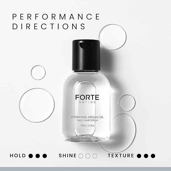 Alex Costa Hydrating Argan Oil Daily Hair Serum by Forte Series Sulfate Free Argan Hair Oil for Men Hair Serum for Dry Damaged Hair, for Styling Hair (75 ml / 2.5 oz)