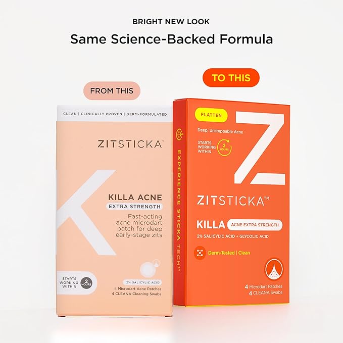 ZitSticka Extra Strength Killa Acne Microdart Patches for Face - OTC Acne Treatment with 2% Salicylic Acid - Fast Acting Microdarts for Deep, Early-Stage Zits & Blemish - 20 Count