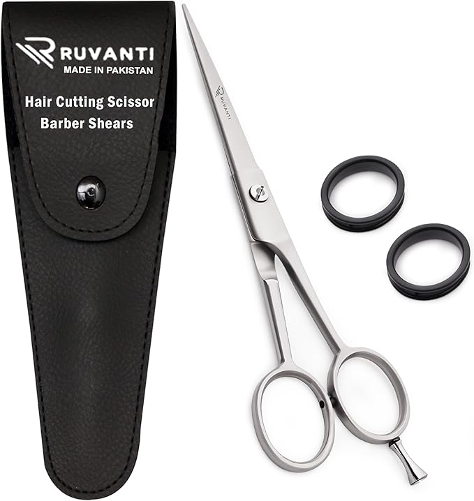 Ruvanti Hair Cutting Scissors - 6.5 Inch Sharp Hair Scissors & Haircut Scissors for Women Men Kids, Stainless Steel Scissors for Hair, Home Hair Cutting Scissors Professional with Case