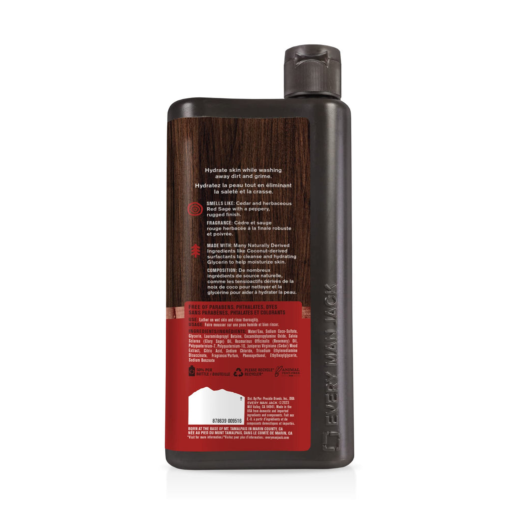 Every Man Jack Hydrating Body Wash for Men, Cedar Red Sage, 2pk