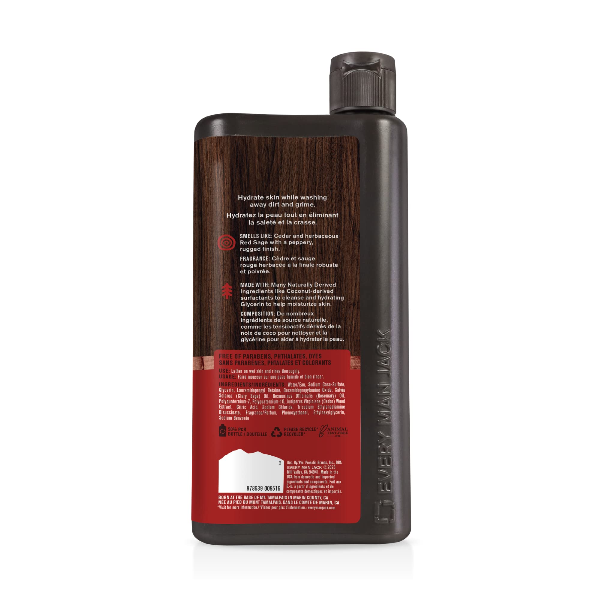 Every Man Jack Hydrating Body Wash for Men, Cedar Red Sage, 2pk