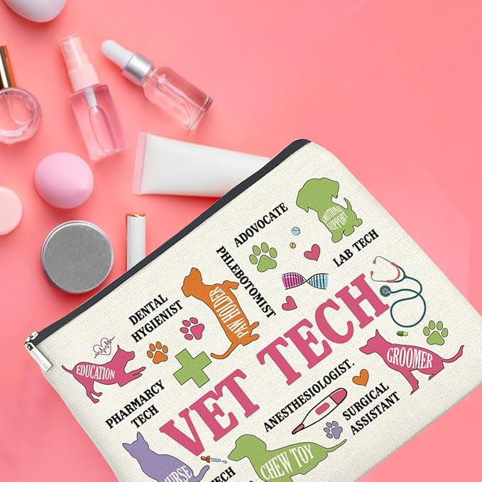 UPNEGE Vet Tech Gifts Veterinary Technician Makeup Bag for Women
