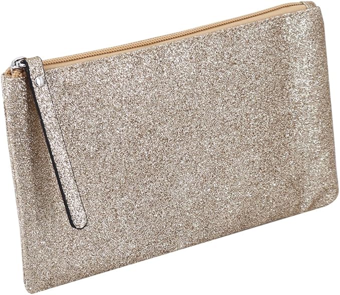 RITTZI Celestial Glitter Makeup Pouch – Seven Stunning Shades - Festive Cosmetic Bag (Solar Gold)