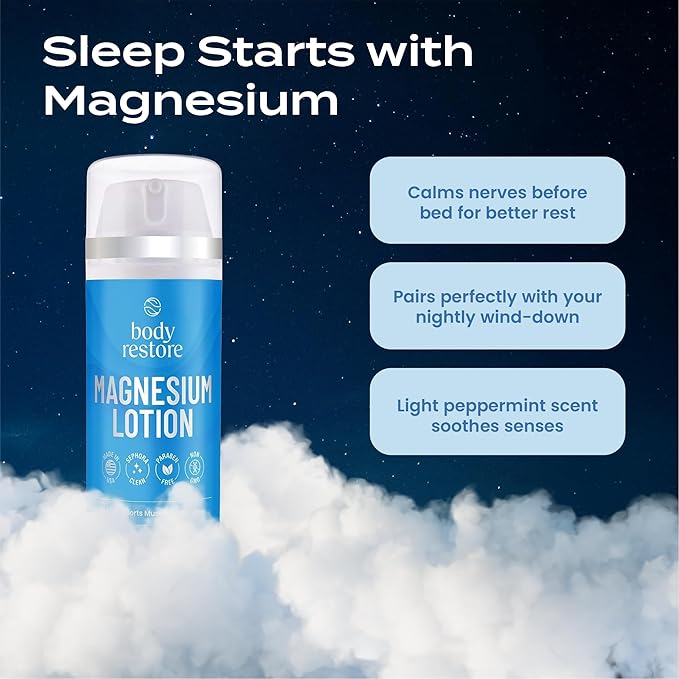 Body Restore Magnesium Lotion, Arnica MSM for Muscles - Peppermint 4 Fl Oz