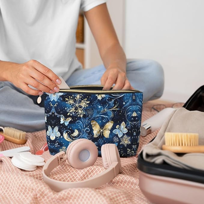 Dultua Mothers Day Gifts Makeup Bag Purse Cosmetic Bag Travel Toiletry Leather Make Up Bags for Mom Wife Women Daughter Christmas Butterfly