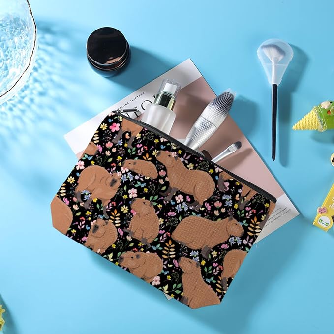 Azteoiz Cute Capybara Makeup Bag Cosmetic Bag for Women Animal Lover