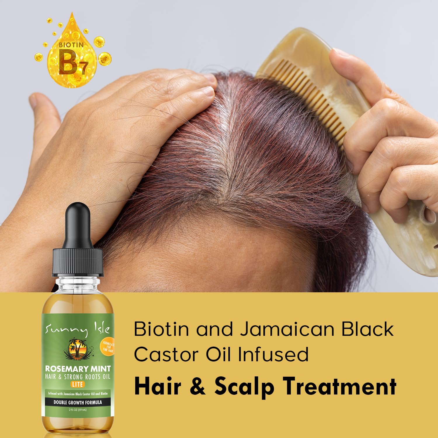 Sunny Isle Rosemary Mint Hair & Strong Roots Oil Lite 2oz