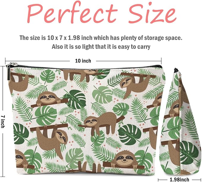 XFN Sloth Gifts 2 Pcs Makeup Bag, Sloth Stuff Cosmetic Bag Travel Pouch, Sloths Lovers Gifts for Women Girls Daughter Sisters Coworker Best Friend Friendship Graduation Birthday