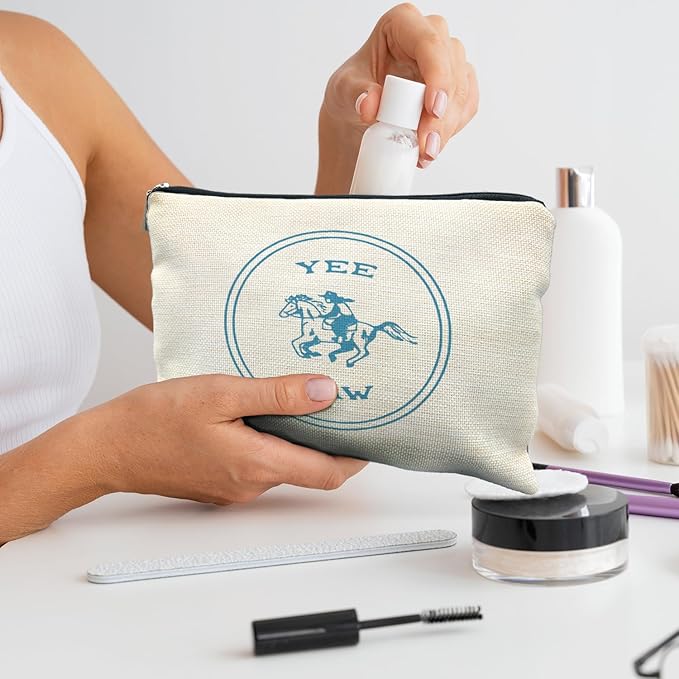 Likjad Yee Haw Cowgirl Makeup Bag - Perfect for Women's Western Gifts