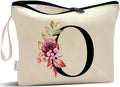 Vavabox A-Z Personalized Makeup Bag, Birthday Gifts for Women Mom, Gifts for Best Friend, Bride Bridesmaid Cosmetic bag (O, Cream Yellow)