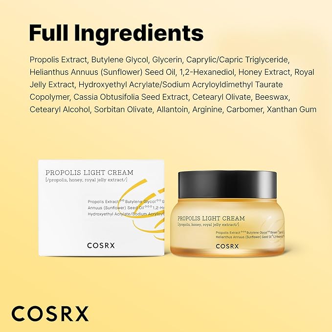 COSRX 64% Propolis Honey Lightweight Cream, Instant Golden Glow,2.19 fl.oz