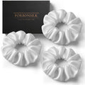 FORBDNSILK 100% Pure 22 Momme Mulberry Silk Scrunchies (Set of 3) | Highest grade (6A) Luxury Hair Ties| (Black,White,Pink) | (White, Standard)