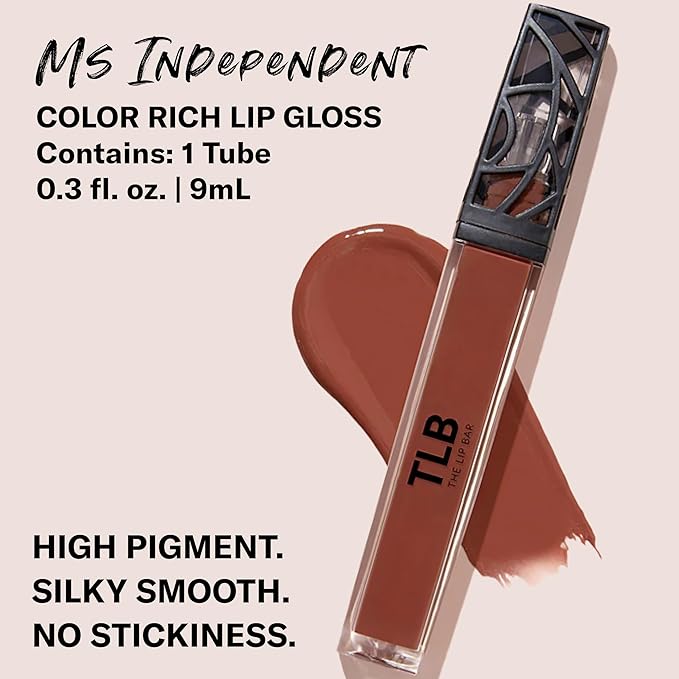 The Lip Bar - Lip Gloss, Headliner (Warm Terracotta Brown) - Gloss Up Sheer Finish - Smooth, Not Sticky Formula - Coconut Oil, Olive Oil, Argan Oil & Vitamin E - Vegan & Cruelty Free -.30 fl oz