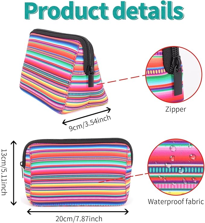 AJLTPA Waterproof Neoprene Cosmetic Bag, Serape