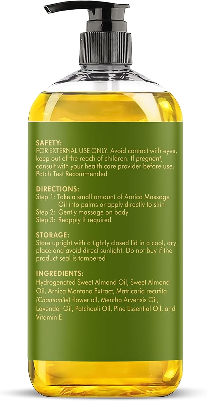 Majestic Pure Arnica Massage Oil, Relaxing Body Oil, 8 Fl Oz