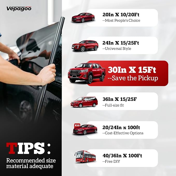 Vepagoo Ceramic Car Window Tint Film 35% VLT, 30" x25FT