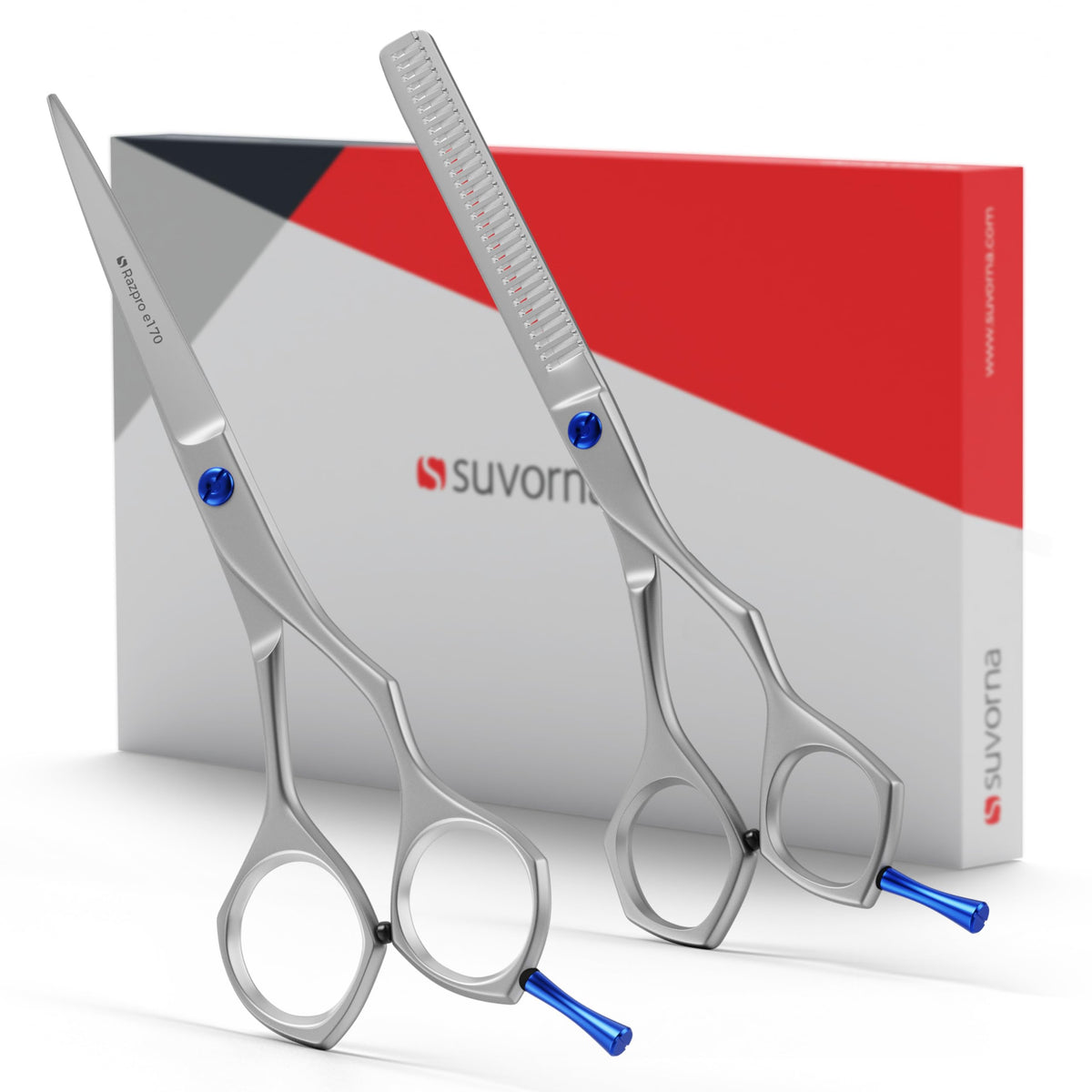 Suvorna 5.5" Professional Hair Cutting Scissors & Thinning Scissors Set - Barber Scissors, Hair Shears for Hair Cutting, Hair Scissors Professional, Texturizing Scissors - 420C Stainless Steel (2 Pcs)