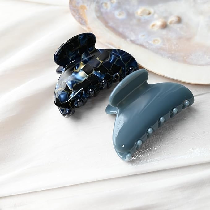 Prettyou Handmade Celluloid Acetate French Design Barrettes Tortoise Shell Claws Hair Claw Luxury Fashion Accessories Hair Clip for Women (mist blue)