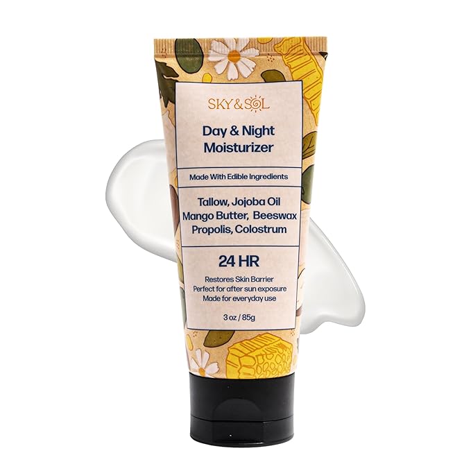 Sky and Sol Everything Cream | 100% Grass Fed Beef Tallow Moisturizer for Face and Body | Day & Night Skincare | Safe Natural Ingredients | After-Sun Care | All Skin Types | 3 oz