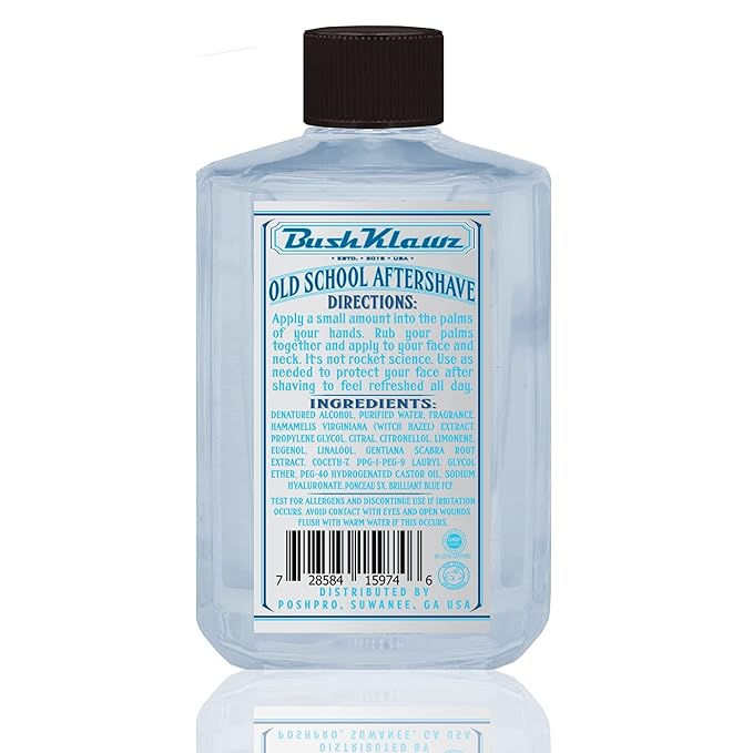 BushKlawz Active Men's Aftershave Splash with Alcohol & Witch Hazel, 200 ml