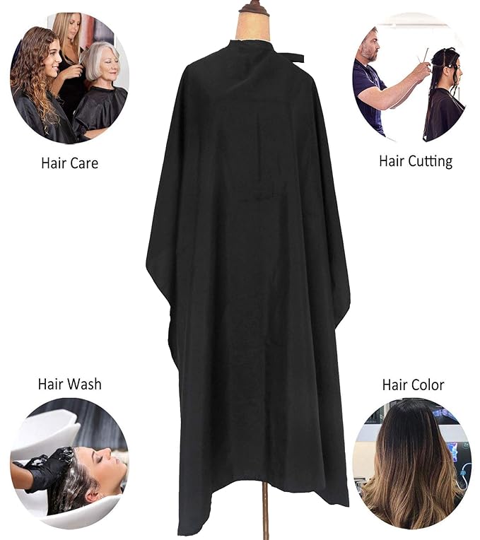 ST-BEST-P Haircut Cape Black Hair Cutting Salon Barber Capes Waterproof hairdressing for Clients Men Adults (8PCS-Barber Capes)