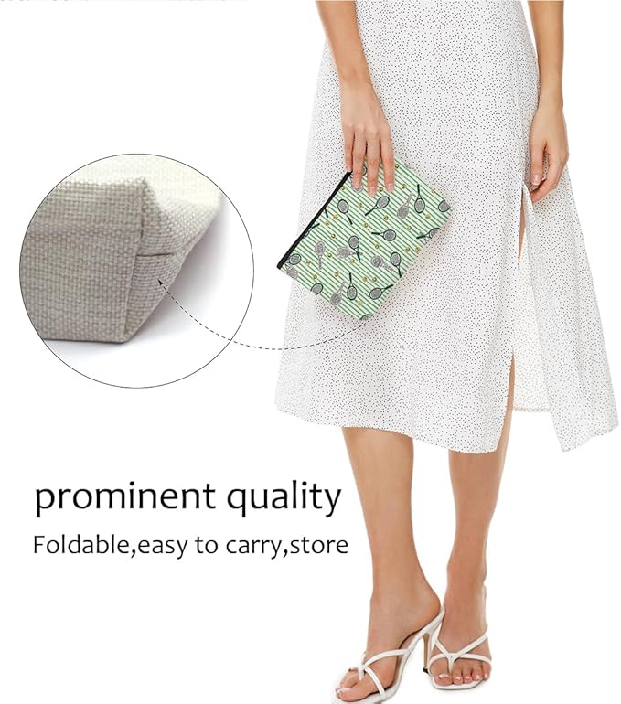 Blue Leaves Inspirational Tennis Makeup Bag Accessories Cosmetic Bag
