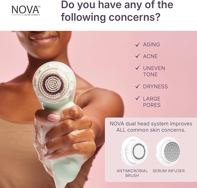 Spa Sciences NOVA - Sonic Cleansing Face Brush & Infusion System - Mint