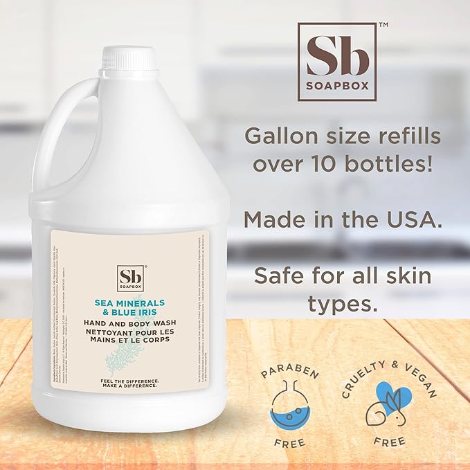 Soapbox Sea Minerals & Blue Iris Soap/Body Wash - 1 Gallon Refill Bulk Size