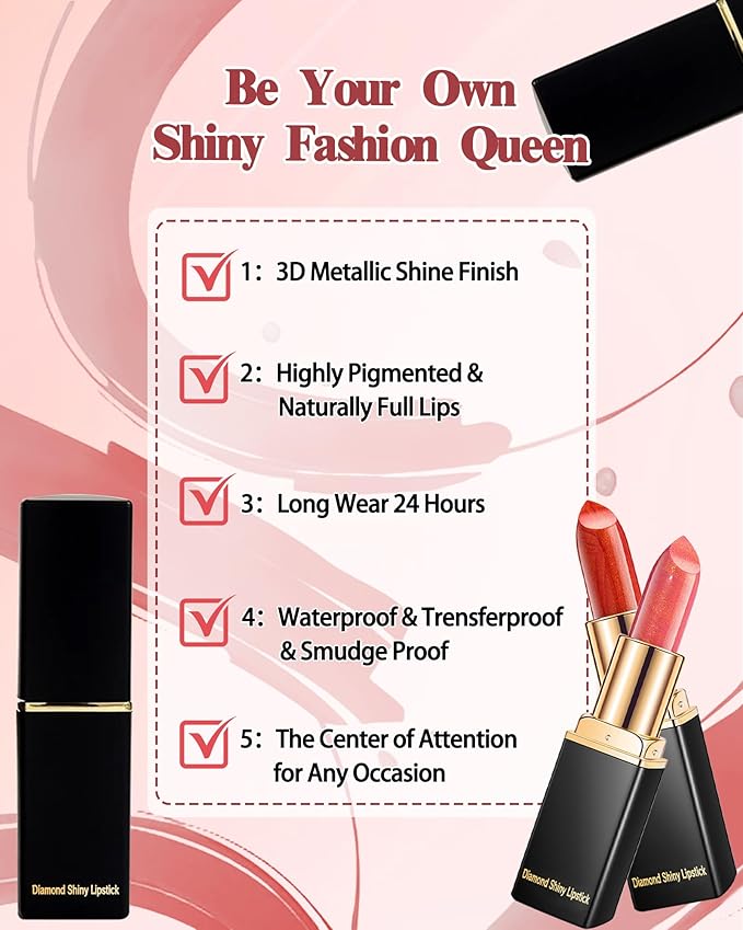 Metallic Shimmer Gold Lipstick for Women, Long Lasting, High Pigment-01