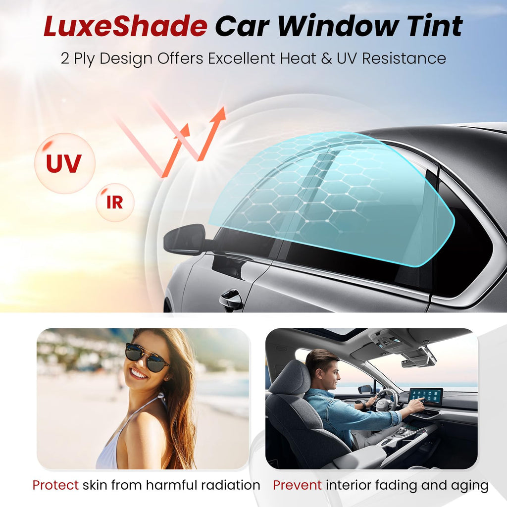 LuxeShade Car Window Tint, 2Ply 20% Premium Nano Carbon Window Tint for Car, 24In x 100Ft Automotive Car Tint Privacy Film with Strength Adhesive, Blocks UV/IR Rays, Reduce Heat & Glare