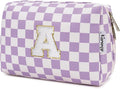 Narwey Initial Makeup Bag, Graduation Gifts for Teen Girls kids Tween, Trendy Stuff 6-18 Years Old, Personalized Cute Travel Cosmetic Toiletry Bag, Birthday Teacher Bridesmaid Mom Gifts for Women (A)