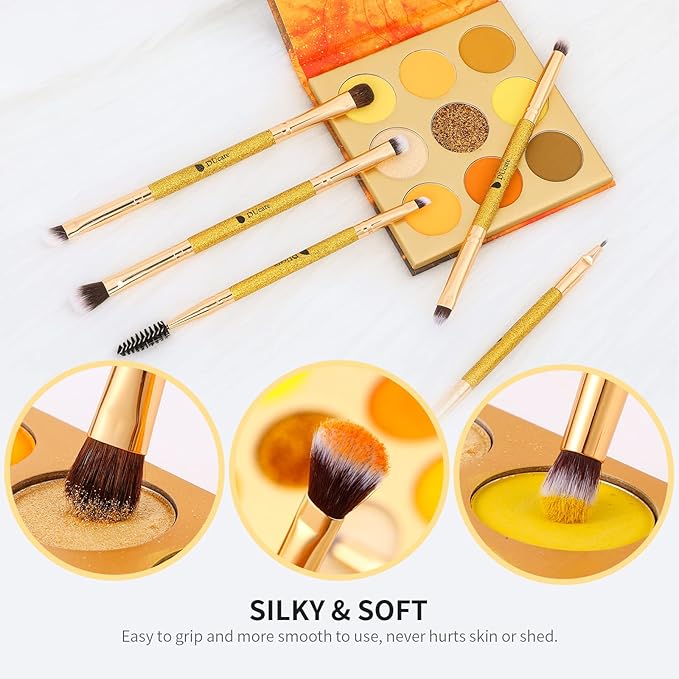 DUcare Eyeshadow Brushes 5pcs Double Sided Eyebrow Brush Makeup Brushes with Soft Synthetic Hairs Double Ended Eyeshadow Brush Set for Eyeshadow, Eyebrow, Eyeliner, Blending