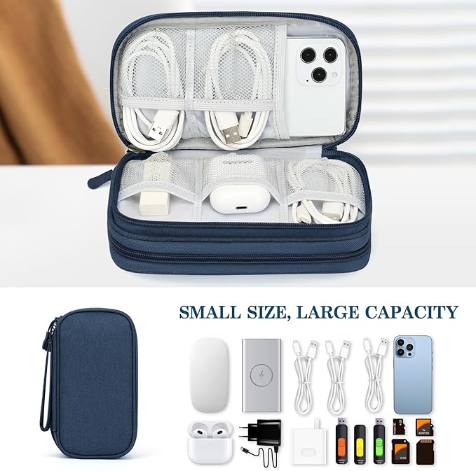 FYY Electronic Organizer, Travel Tech Pouch Bag, Cable Organizer Navy