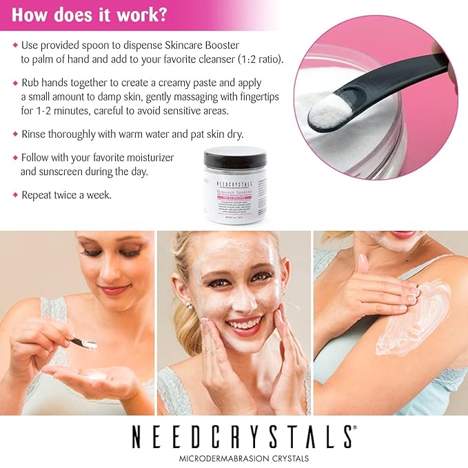 NeedCrystals Microdermabrasion Crystals 8 oz. / 227g. DIY Face Scrub. Natural Facial Exfoliator for Dull or Dry Skin Improves Acne Scars, Blackheads, Pore Size, Wrinkles, Blemishes & Skin Texture