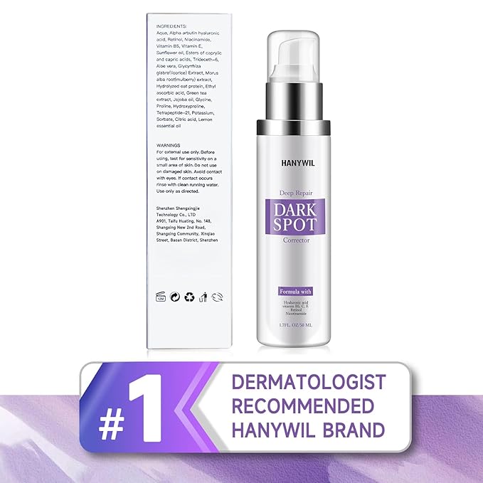 HANYWIL Dark Spot Remover for Face & Body Serum - 2% Retinol + 5% Niacinamide + Vitamin C for Face & Body, Melasma & Hyperpigmentation Treatment,Dermatologist Tested,1.7 Fl Oz