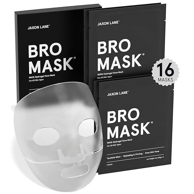 JAXON LANE Bro Mask Korean Face Mask for Men, Hydrogel Masks, 4 x 4 Pack