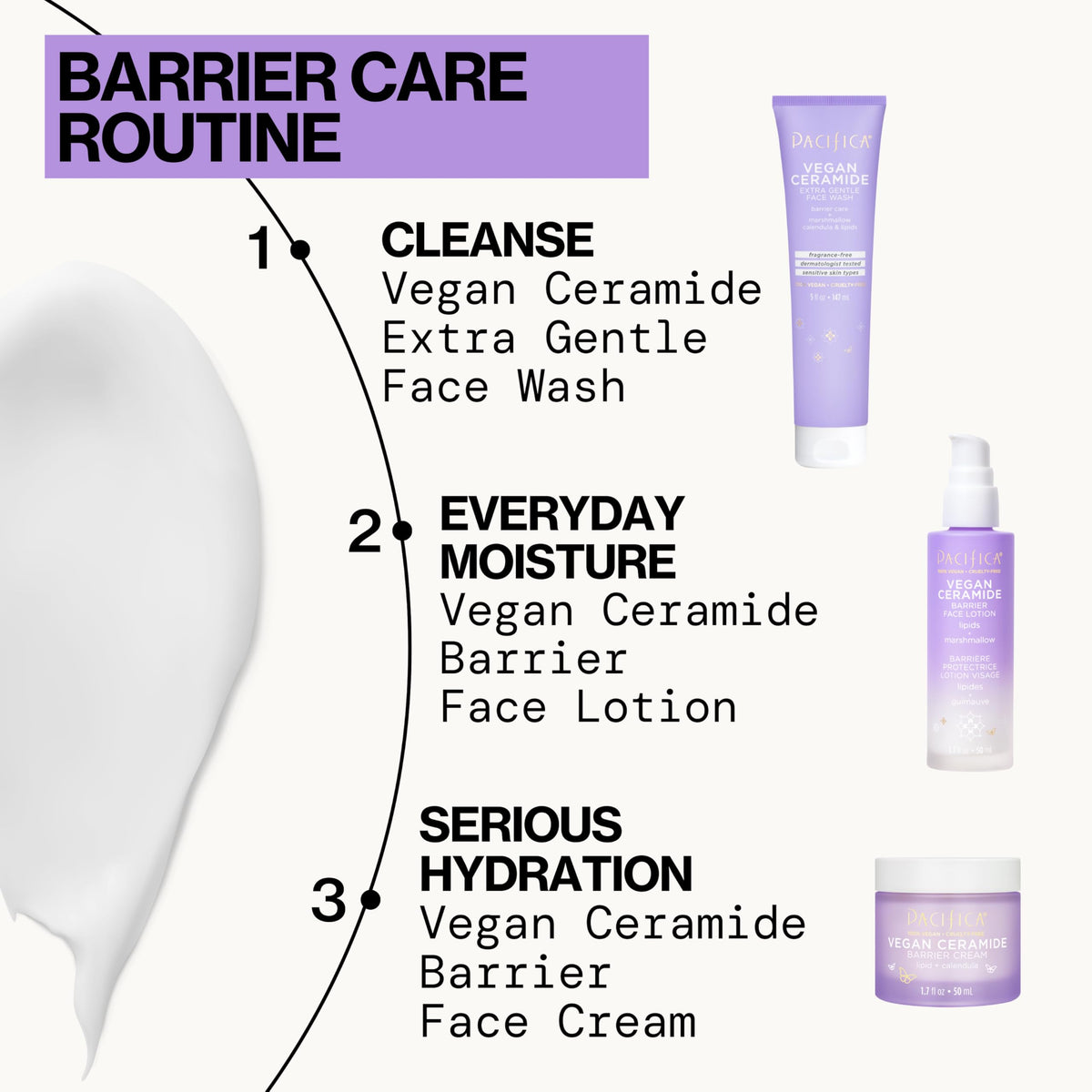 Pacifica Vegan Ceramide Barrier Repair Face Lotion, Hydrating, Lightweight Moisturizer, For Dry Skin, Dermatologist Tested, Safe for Sensitive Skin, Fragrance Free, 100% Vegan + Cruelty Free
